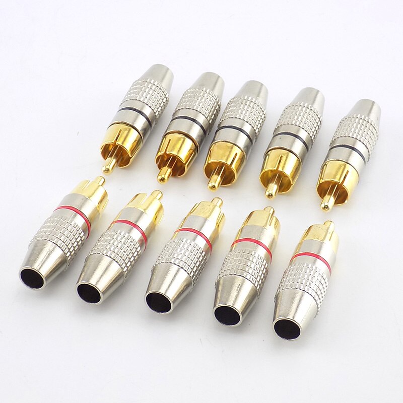 1pcs 5pcs RCA Male Plug to cabling Connector Adapter Audio Video Cable